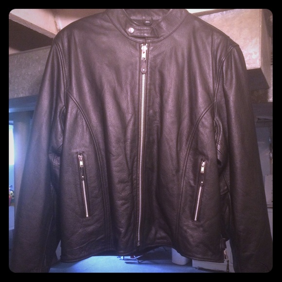 FMC black leather motorcycle riding jacket - Picture 1 of 6